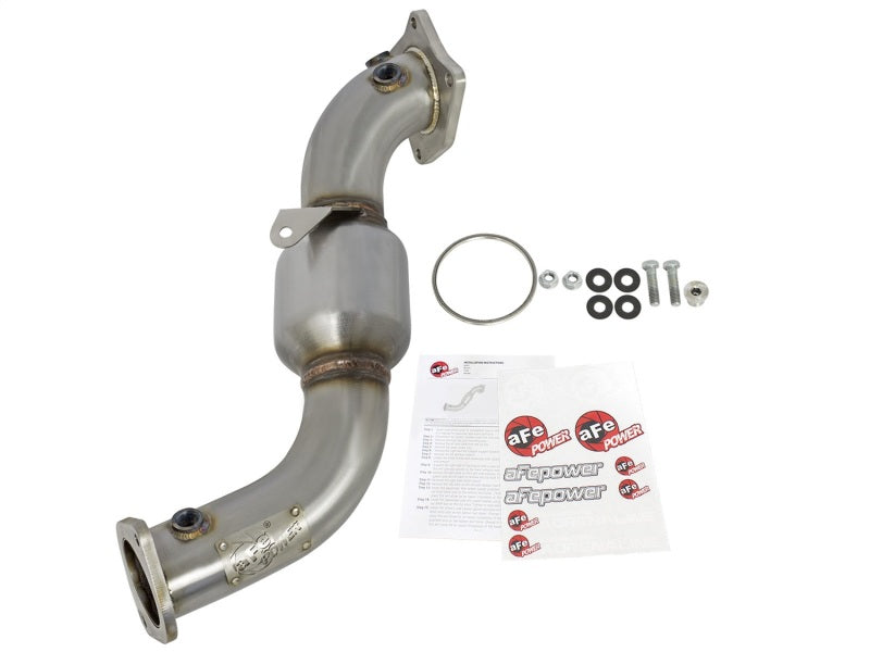 aFe Twisted Steel Down-Pipe Catted 13-16 Cadillac ATS L4-2.0L (t) 48-34126-HC