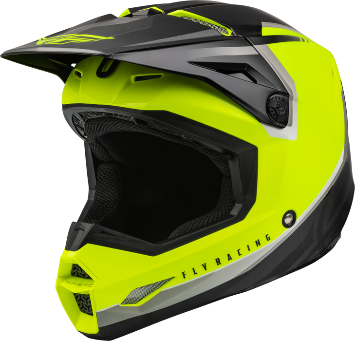 Fly Racing Youth Kinetic Vision Helmet Hi-Vis/Black Ys F73-8651YS