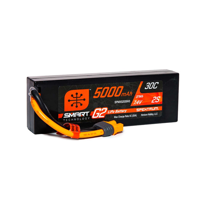 Spektrum 7.4V 5000mAh 2S 30C Smart LiPo Battery G2 Hard Case IC3 SPMX52S30H3 Car Batteries & Accessories