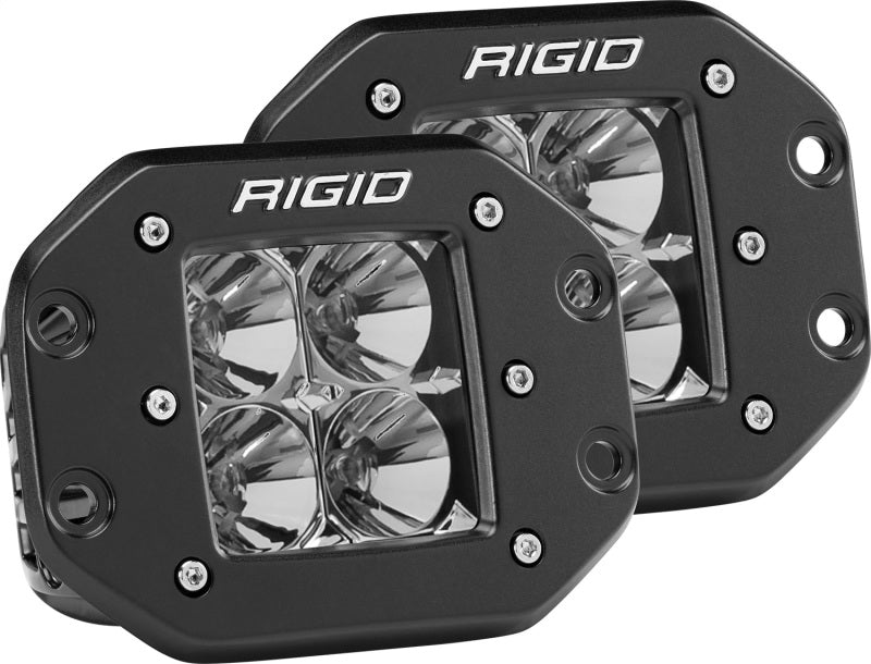 Rigid D-Series Pro Led Light, Flood Optic, Flush Mount, Pair 212113
