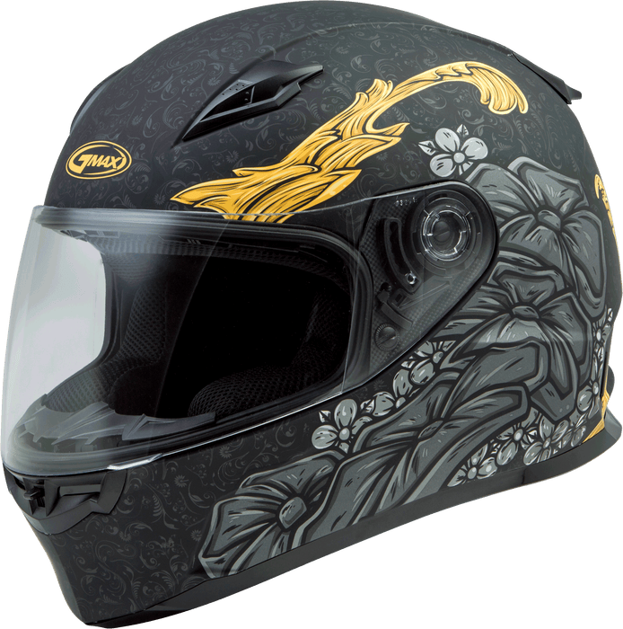 Gmax Ff-49 Full-Face Yarrow Helmet Matte Black/Gold Lg G7495026