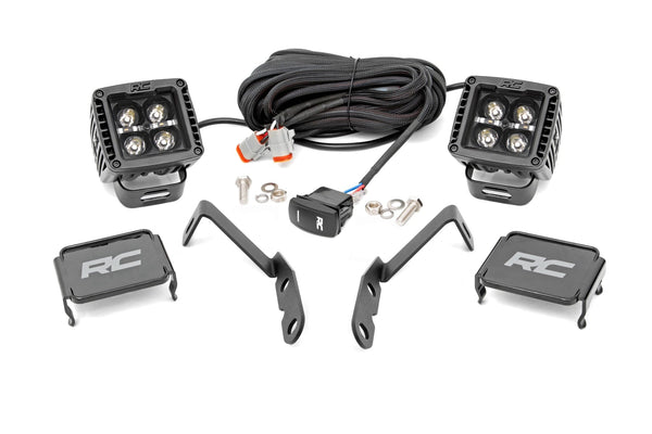 Rough Country Led Light Ditch Mount 2Andquot; Black Pair White Drl Fits Chevy 1500 (2007-2013) 71060