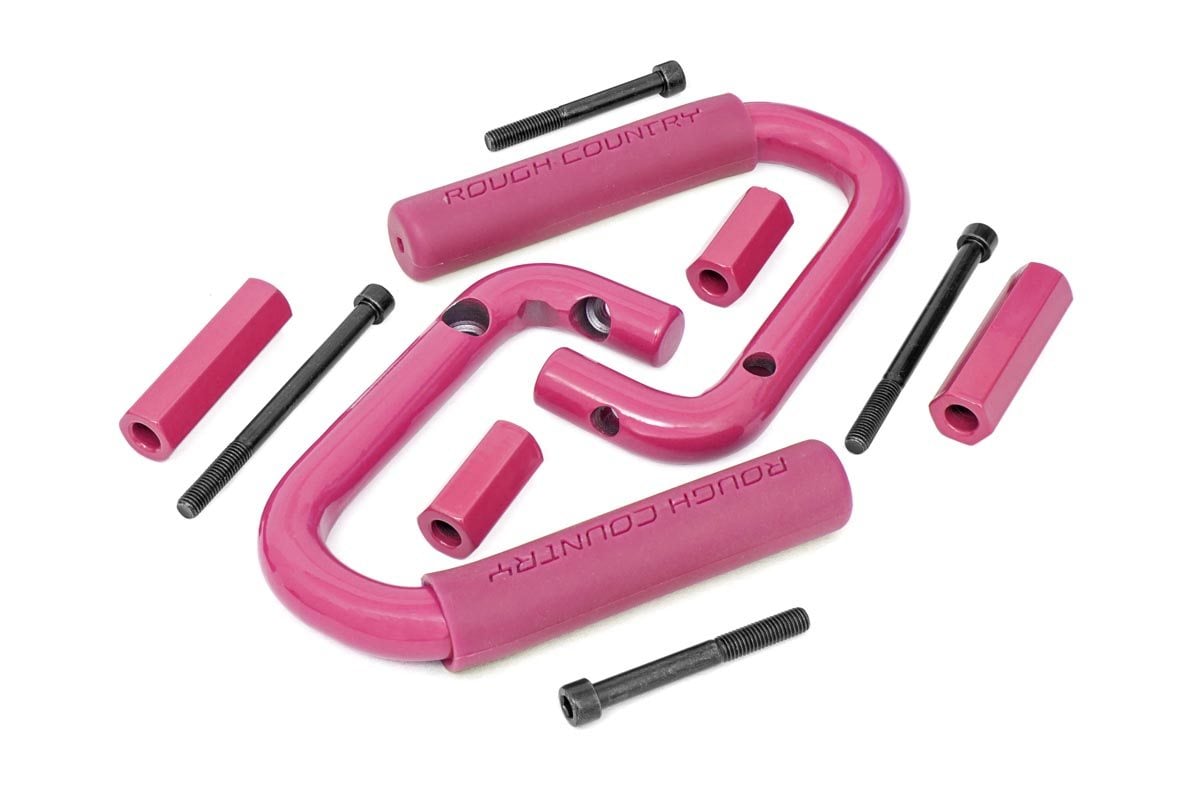 Rough Country Grab Handles Steel Front Pink Fits Jeep Wrangler Jk (2007-2018) 6501PINK