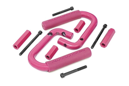 Rough Country Grab Handles Steel Front Pink compatible with Jeep Wrangler Jk (2007-2018) 6501PINK