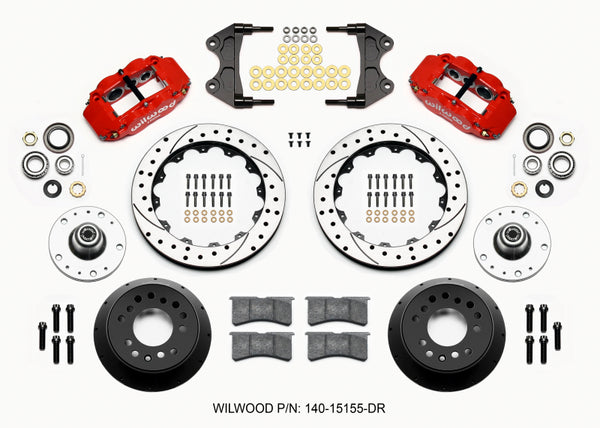 Wilwood Narrow Superlite 6R Front Hub Kit 12.88in Drill Red WWE ProSpindle (5x4.75in 5x5.00in Hub) 140-15155-DR