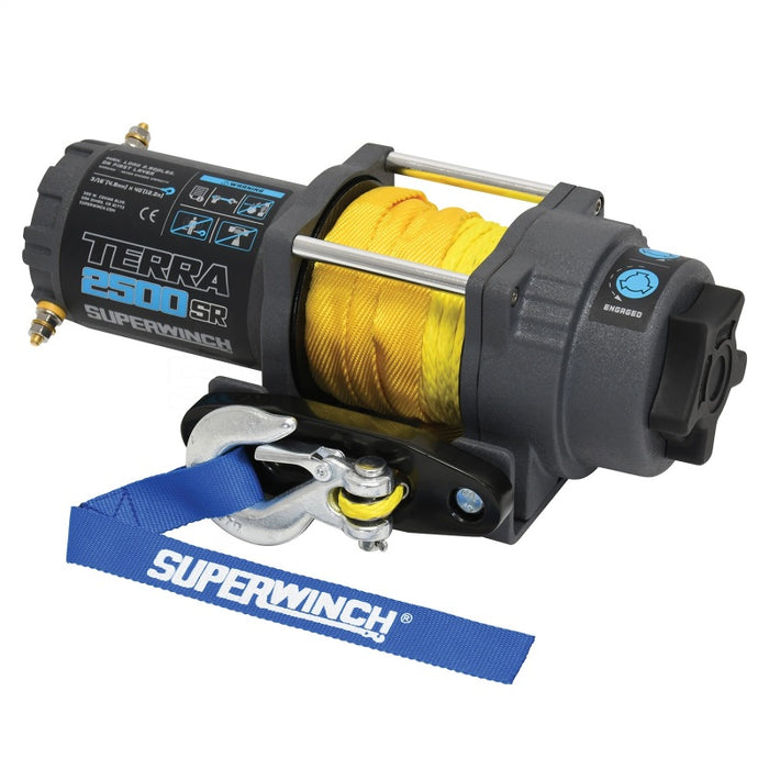 Superwinch 2500 LBS 12V DC 3/16in x 40ft Synthetic Rope Terra 2500SR Winch Gray Wrinkle 1125270