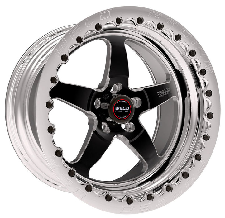 Weld S71 17x12 / 5x4.5 BP / 4.8in. BS Black Wheel (Medium Pad) Polished Single Beadlock MT 71MB7120A48G