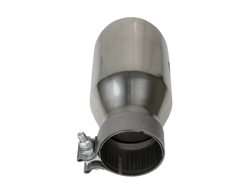 aFe MACH Force-Xp Univ 304 SS Double-Wall Clamp-On Exhaust Tip Polished 3in Inlet 4.5in Outlet 49T30454-P093