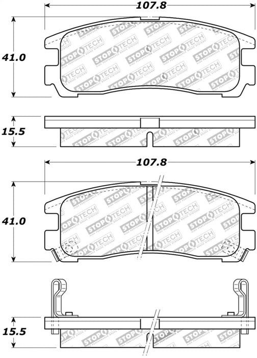 StopTech Street Touring 4/89-99 Mitsubishi Eclipse GST Rear Brake Pads 308.0383