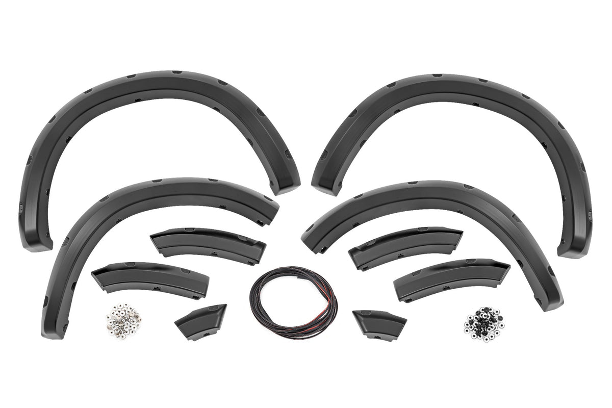 Rough Country Traditional Pocket Fender Flares Both Bumpers Fits RAM 1500 2WD/4WD 09-18 Silver F-D10911B-PS2