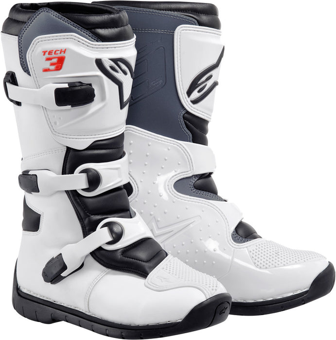 Alpinestars Tech 3S Boots White/Black Sz Y10 2014011-21-10