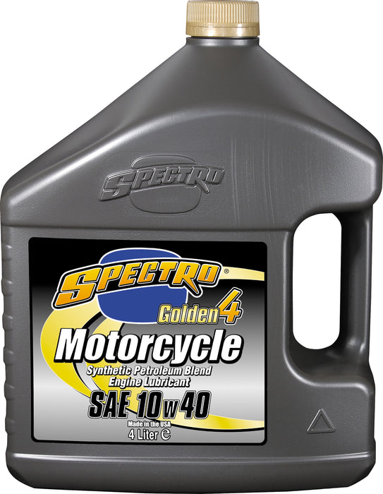 Spectro Golden 4 Synthetic Petroleum Blend Motorcycle Engine Lubricant 10w40 Oil - 4 Liters