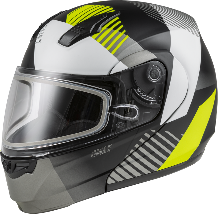 GMAX MD-04S Reserve, Lightweight Modular Helmet for Snow & Motor Sports, Comfortable Full-Face Protection (Matte Black/HI-VIS)