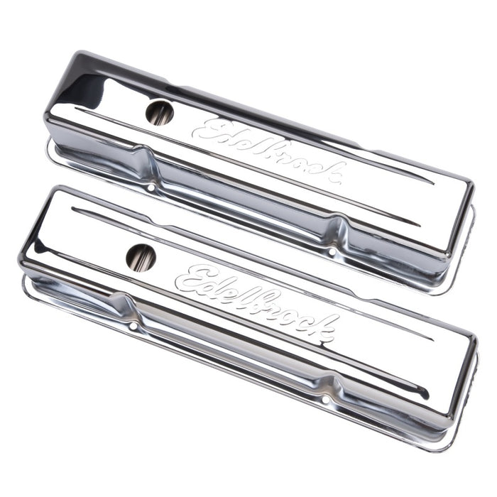 Edelbrock Valve Cover Signature Series Chevrolet 1959-1986 262-400 CI V8 Tall Chrome 4649