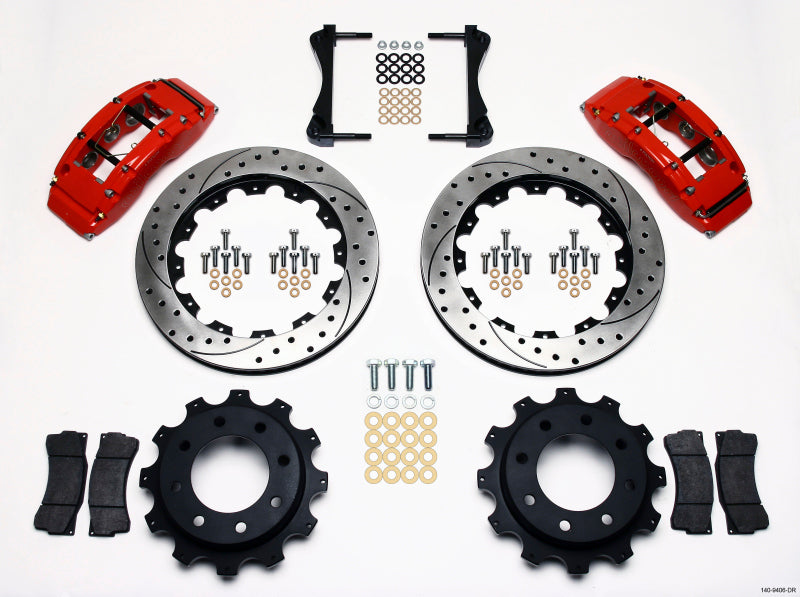 Wilwood TC6R Rear Kit 16.00in Drilled Red 1999-2010 GM Trk 2500 HD 4.84 Cntr 140-9406-DR