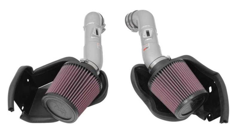 K&N 14-15 Compatible with Infiniti Q50 3.7L V6 Dual Silver Typhoon Short Ram Intakes 69-7083TS