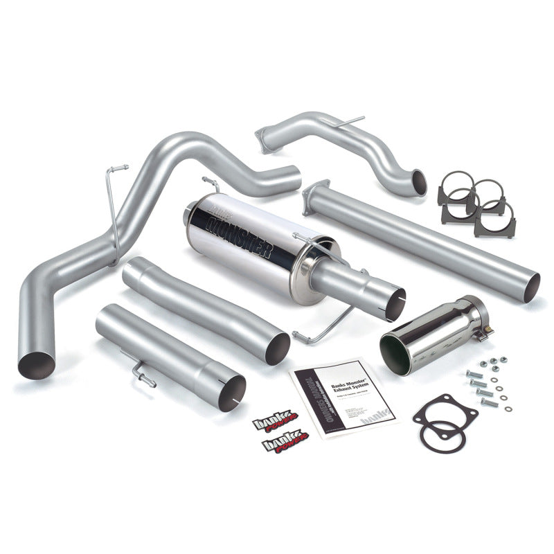 Banks Power 03-04 Compatible with Dodge 5.9L CCLB Monster Exhaust Sys SS Single Exhaust w/ Chrome Tip 48643