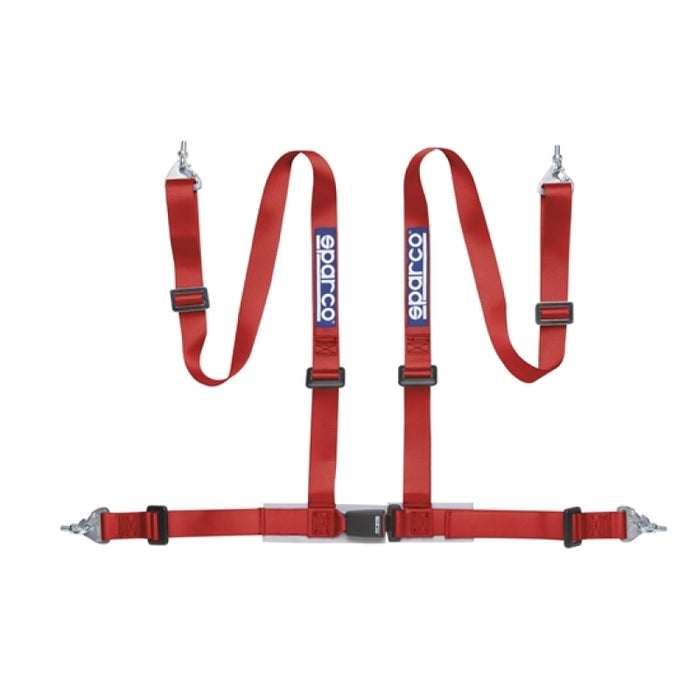 Sparco Racing Seat Belt Safety Harness Red 4-Point Snap-In 2-Inch Lap Shoulder 04604BM1RS