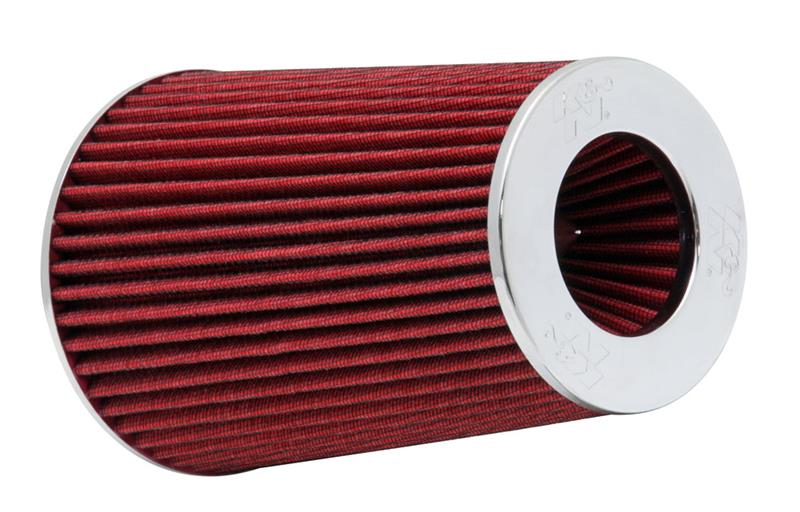 K&N Universal Air Filter Chrome Round Tapered Red -4in Flange ID x 1.125in Flange Length x 5.5in H RG-1002RD-L