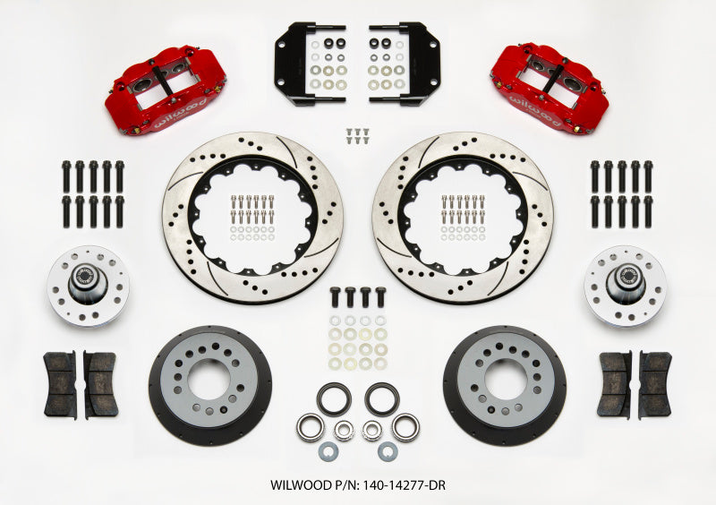 Wilwood Narrow Superlite 6R Front Hub Kit 14.00in Drill Red Magnum Force Drop Spindle 140-14277-DR