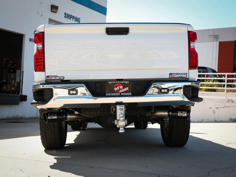 aFe Large Bore-HD 4in 409SS DPF-Back Exhaust System w/Black Tip 20 GM Diesel Trucks V8-6.6L (td) L5P 49-44126-B