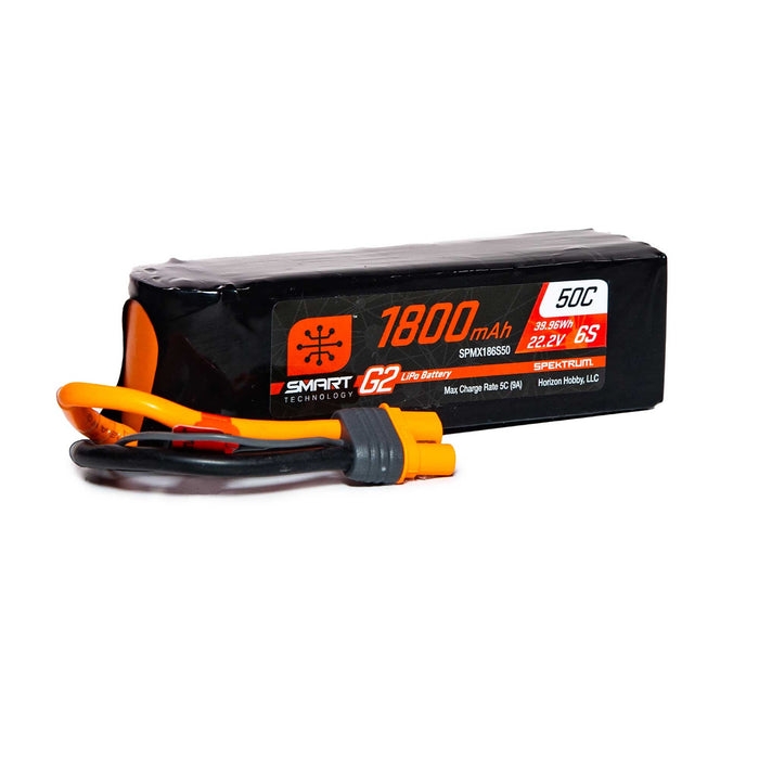 Spektrum SMART 1800mAh 6S 22.2V Smart G2 LiPo 50C IC3 SPMX186S50 Airplane Batteries