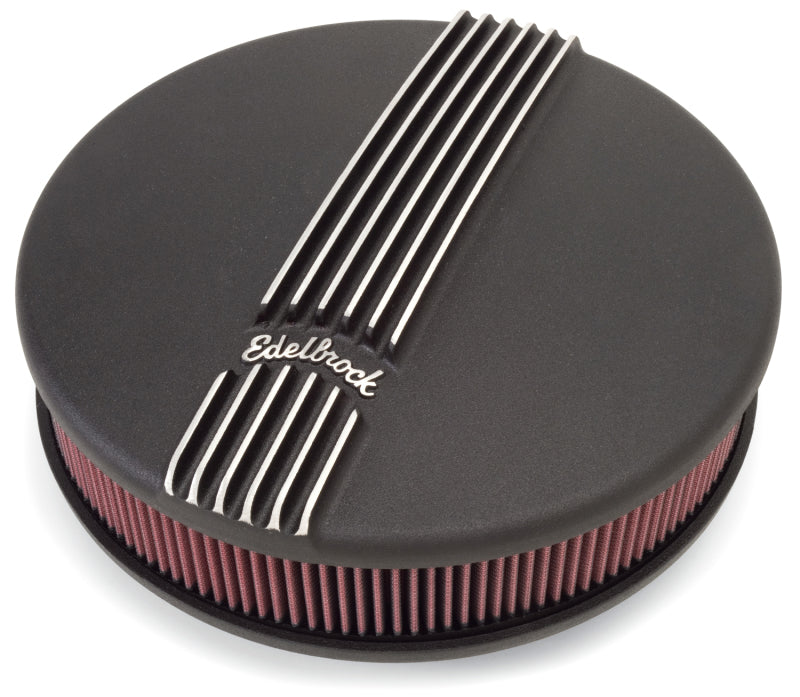 Edelbrock Air Cleaner Classic Series Round Aluminum Top Cloth Element 14In Dia X 3 9In Black 41173