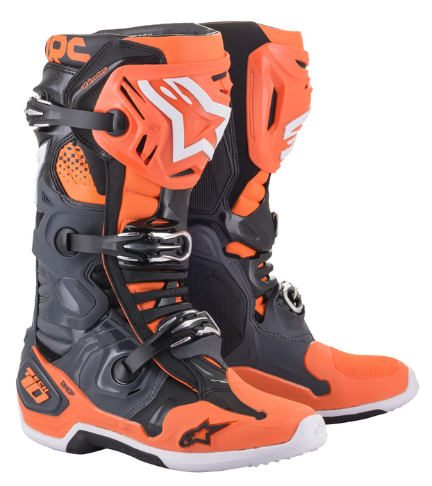 Alpinestars 2010020-9040-10 Tech 10 Boots Cool Grey/Orange Fluo Sz 10