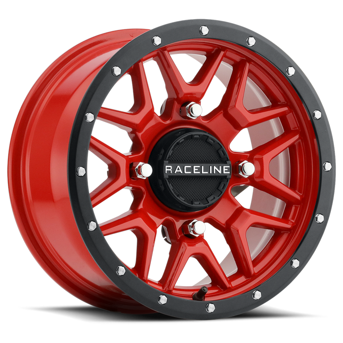 Raceline Krank Wheel-14x7-5+2 Offset-4/156 Black/Red Wheel with Aluminum (14 x 14. inches /1 x, 1 mm Offset)