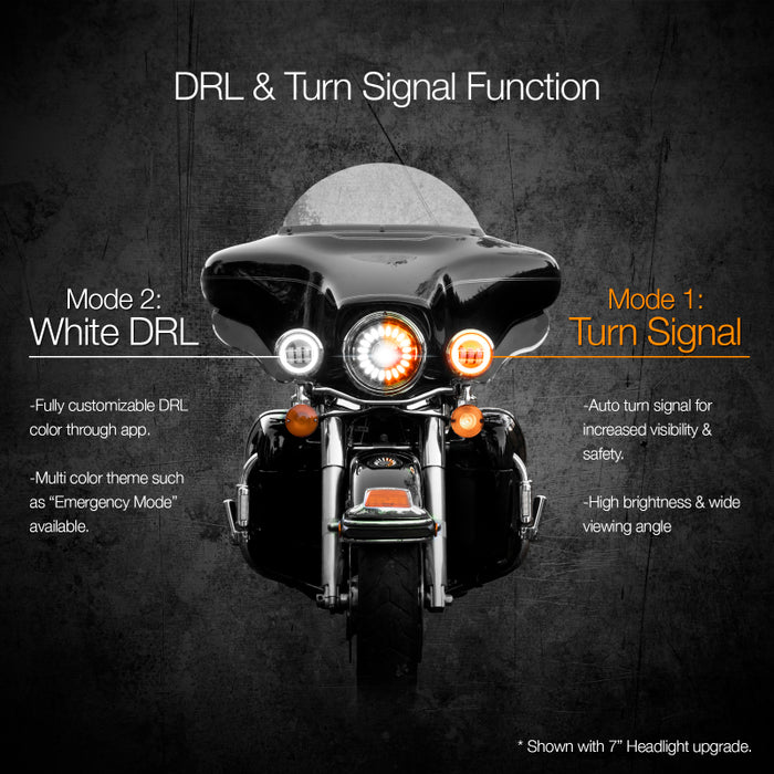 4.5" Black RGB LED Harley Running Light XKchrome Bluetooth App Controlled Kit