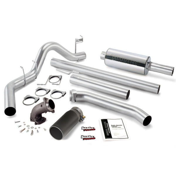 Banks Power 98-02 Compatible with Dodge 5.9L Ext Cab Monster Exhaust w/ Power Elbow SS Single Exhaust w/ Black Tip 48638-B