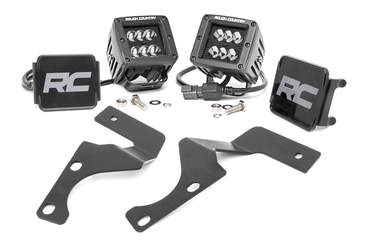 Rough Country LED Light Kit Ditch Mount 2" Black Flood Pair Fits toyota4Runner (10-23) 70799