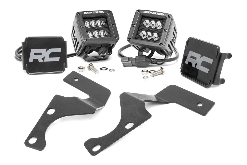 Rough Country LED Light Kit Ditch Mount 2" Black Flood Pair Fits toyota4Runner (10-23)