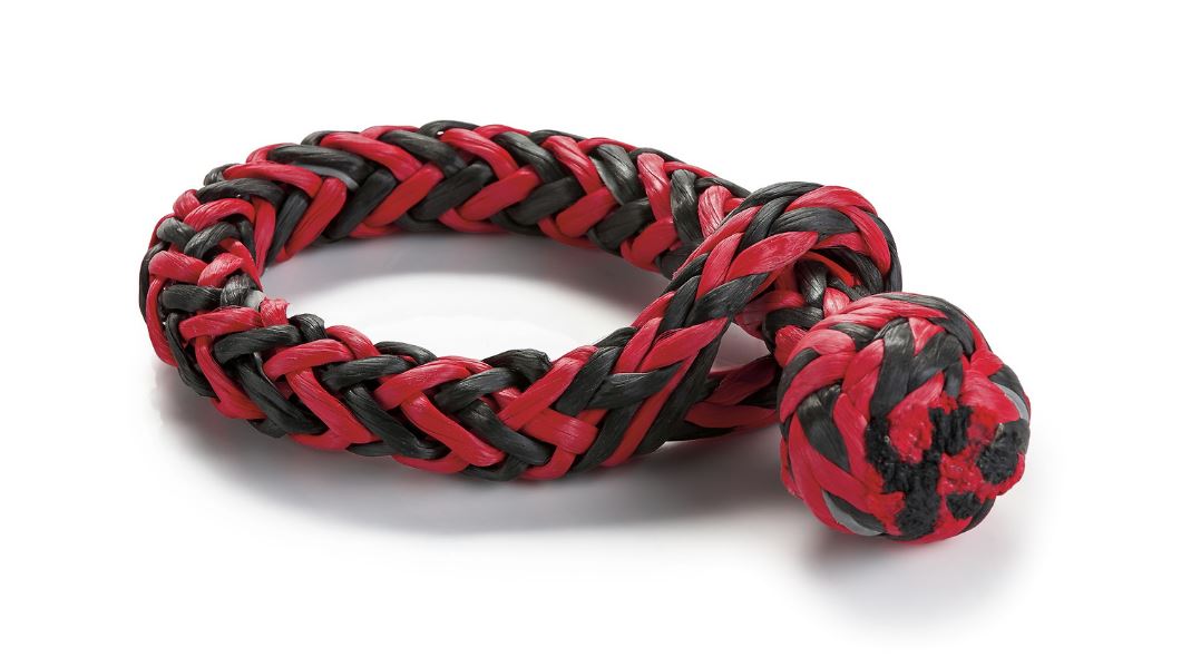 Warn Soft Shackle Connects Recovery Accessories To Shackle Mount; 36,000 Pound Working Load Limit; 1/2 Inch Diameter; Spydura Polyethylene; Red And Black; Single 102559