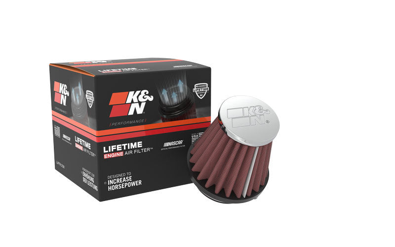 K&N Universal Clamp-On Air Filter: High Performance, Premium, Replacement Engine Filter: Flange Diameter: 1.6875 In, Filter Height: 2.75 In, Flange Length: 0.625 In, Shape: Round Tapered, RC-1070