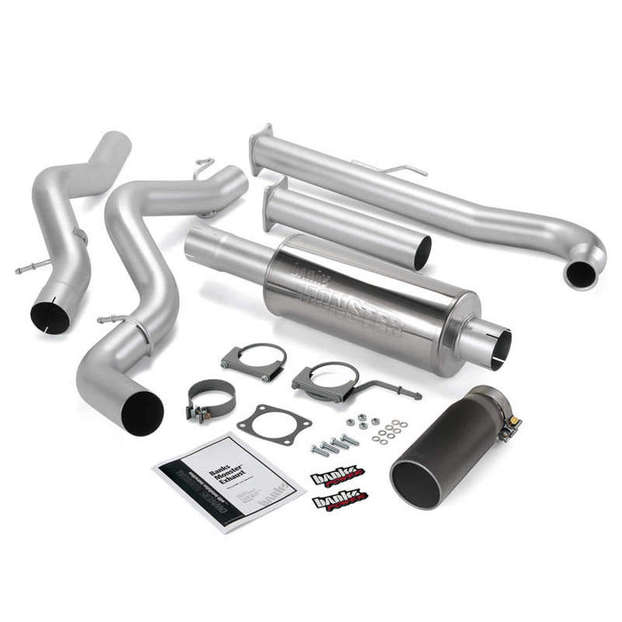 Banks Power 01-04 Chevy 6.6L Ec/CCSB Monster Exhaust System SS Single Exhaust w/ Black Tip 48629-B