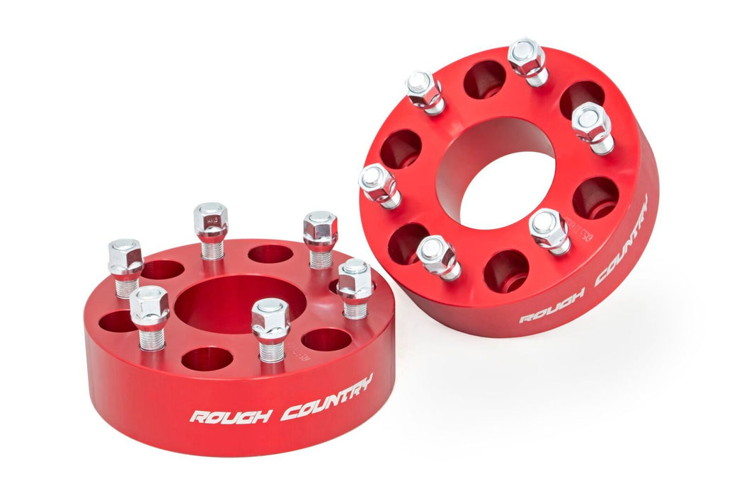 Rough Country 2 Inch Wheel Spacers 6X5.5 Red Chevy/Gmc 1500 Truck & Suv (92-21) 1101RED