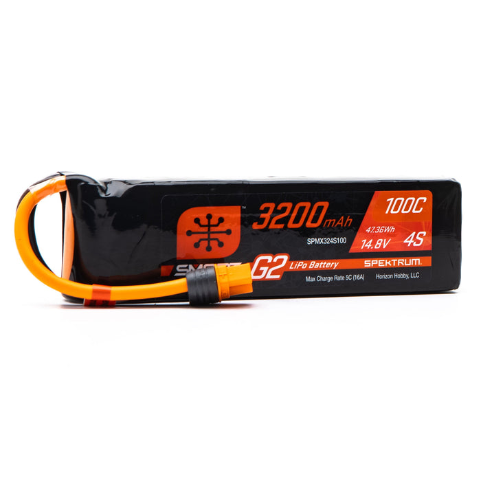 Spektrum SMART 3200mAh 4S 14.8V Smart G2 LiPo 100C IC3 SPMX324S100 Airplane Batteries