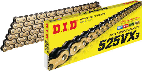 D.I.D 525Vx3 Pro-Street X-Ring Vx3 Series Chain 525VX3G120ZB