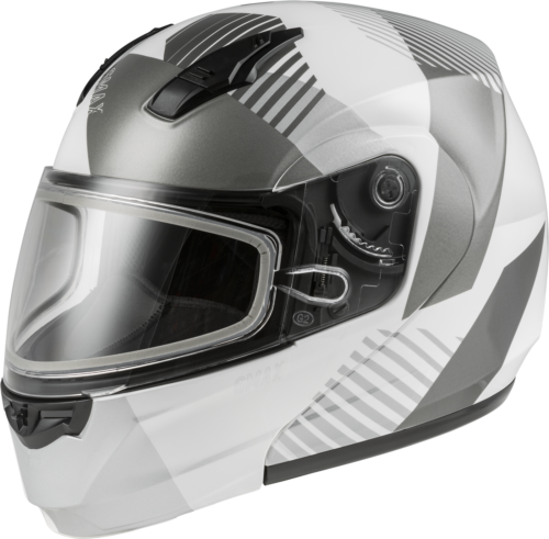 Gmax Md-04S Reserve 3X-Large White/Silver Modular Snow Helmet W Double Lens Shield M2043019