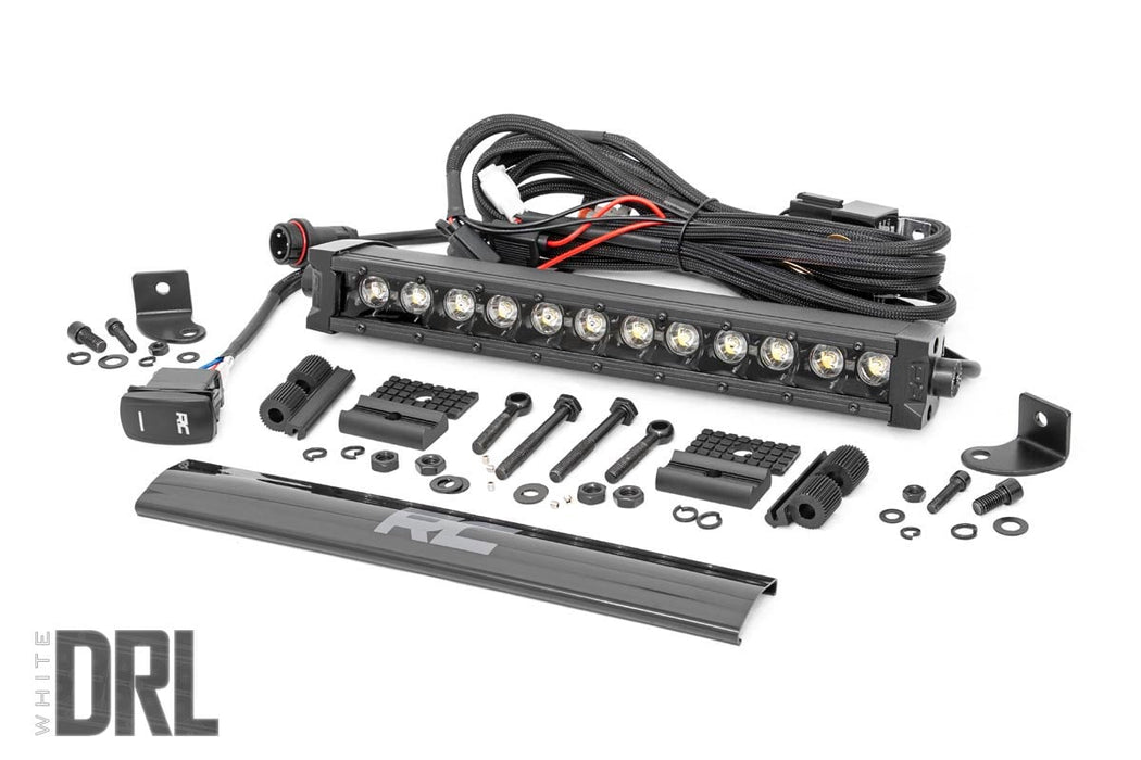 Rough Country Black Series Led Light Bar Cool White Drl 12 Inch Single Row 70712BLDRL
