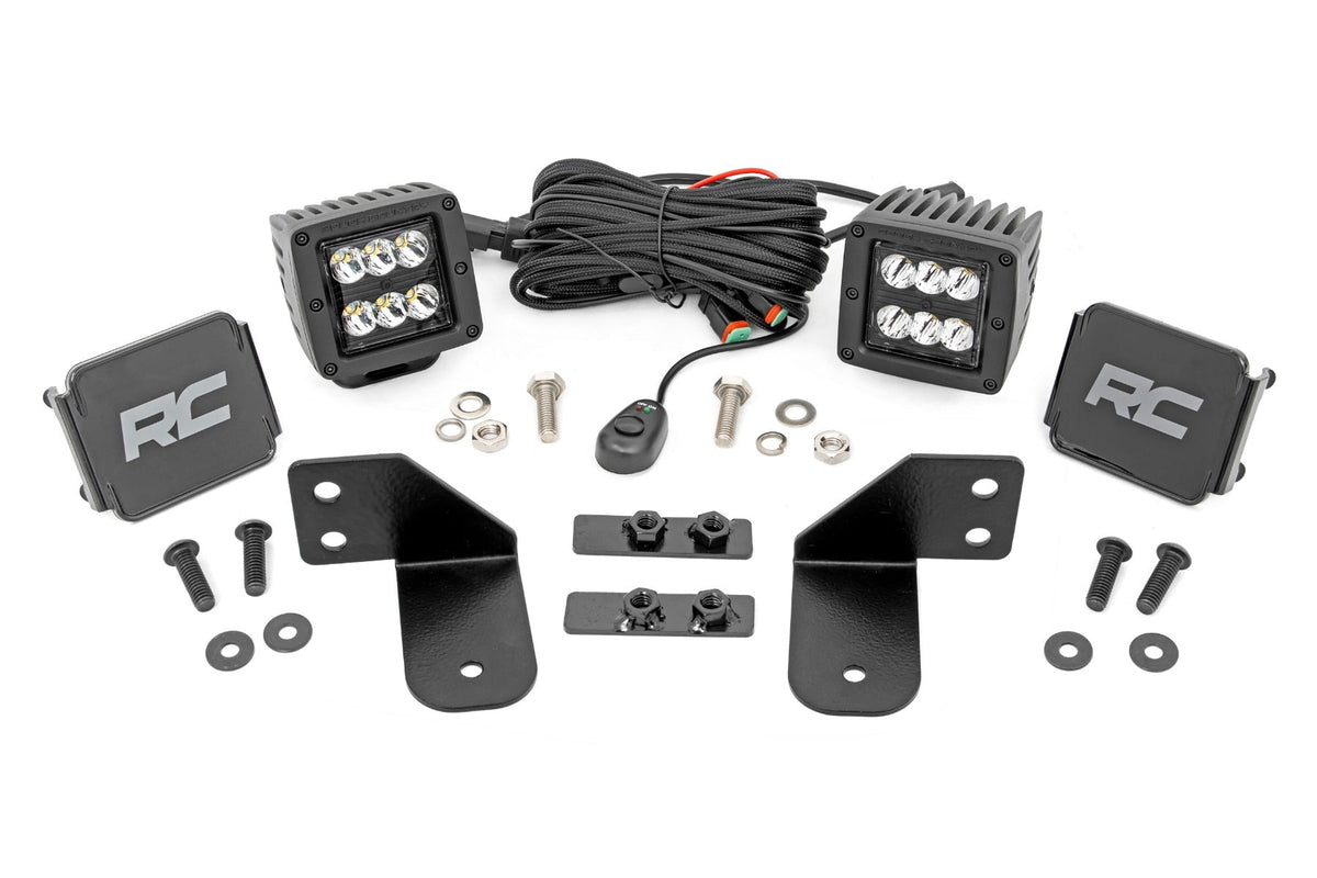 Rough Country Led Light Rr Cage Mount 2" Black Spot Pair Fits Polaris Ranger 1000/Ranger Xp 900/1000 93143