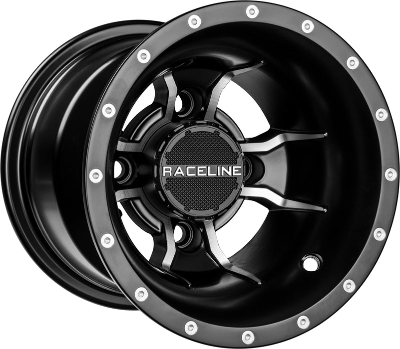 Raceline Wheels A77 MAMBA UTV/ATV Wheel Black Machined Finish 9x8" 4x110", -34.5 mm offset/(3.14"B/S)