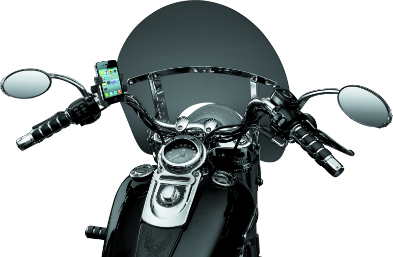 Kuryakyn Motorcycle Handlebar Accessory: Tech-Connect Cradle Gps Device/Phone Holder Mount Kit For Motorcycles With 7/8", 1", 1-1/4" Diameter Bars, Black 1699