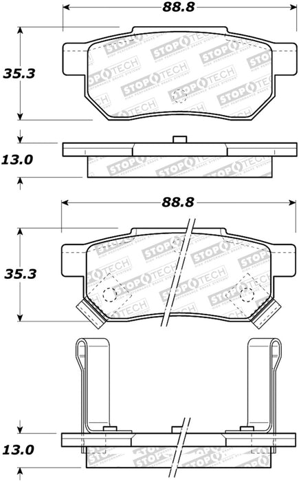 StopTech Sport Brake Pads w/Shims & Hardware Rear 309.03741