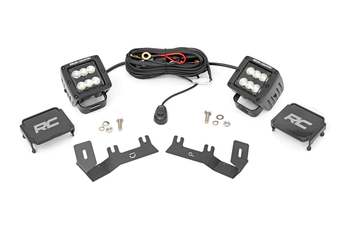 Rough Country Led Ditch Light Kit 2In Black Pair Flood Fits Chevy/GMC 1500 (14-18) 71053
