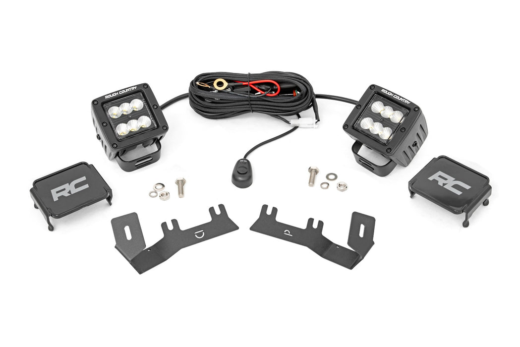 Rough Country Led Ditch Light Kit 2In Black Pair Flood Chevy/Gmc 1500 (14-18) 71053