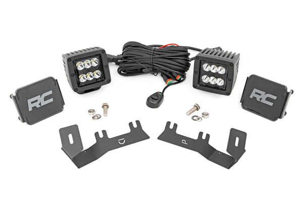 Rough Country Led Ditch Light Kit 2In Black Pair Spot Fits Chevy/GMC 1500 (14-18) 71052