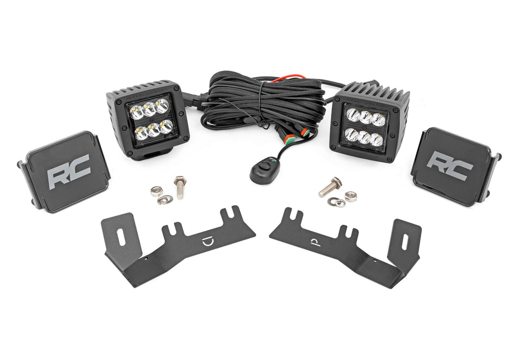 Rough Country Led Ditch Light Kit 2In Black Pair Spot Chevy/Gmc 1500 (14-18) 71052
