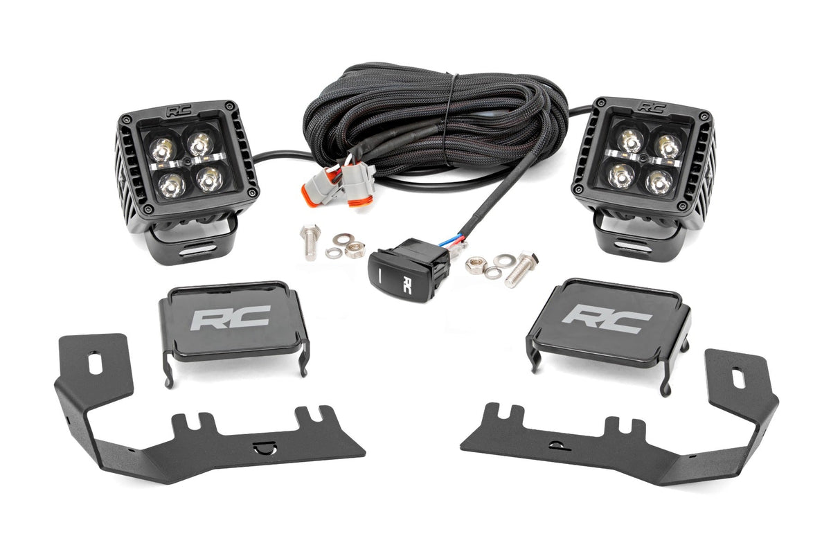 Rough Country Led Ditch Light Kit 2In Black Pair White Drl Fits Chevy/GMC 1500 (14-18) 71054